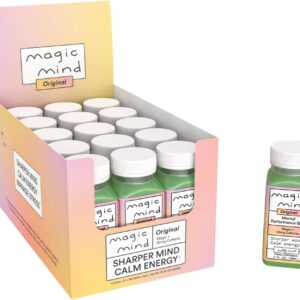 Magic Mind Energy And Focus Drink Shots - Stress Relieving, No Jitters, Ashwagandha, Vitamin B12, Vitamin C, Matcha Green Tea, Functional Mushrooms - 2 FL Oz (15 Pack)