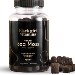 Black Girl Vitamins - Irish Sea Moss Gummies - SeaMoss + Bladderwrack & Burdock - 92 Minerals for Thyroid, Metabolism, and Immunity - Vegan, Gluten-Free, Halal (Mixed Berry, 30 Day Supply)
