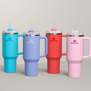 STANLEY Quencher H2.0 Tumbler with Handle and Straw 40 oz | Flowstate 3-Position Lid | Cup Holder Compatible for Travel | Insulated Stainless Steel Cup | BPA-Free | Hot Coral